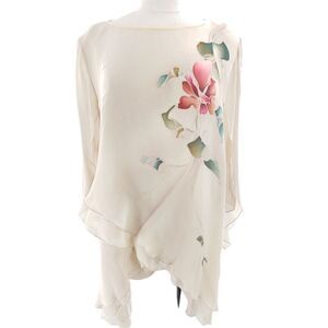 Vintage rare Yolanda Lorente hand painted silk chiffon layered tunic size medium